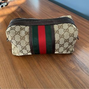 Gucci Monogram Web Cosmetic Case Dark Brown
